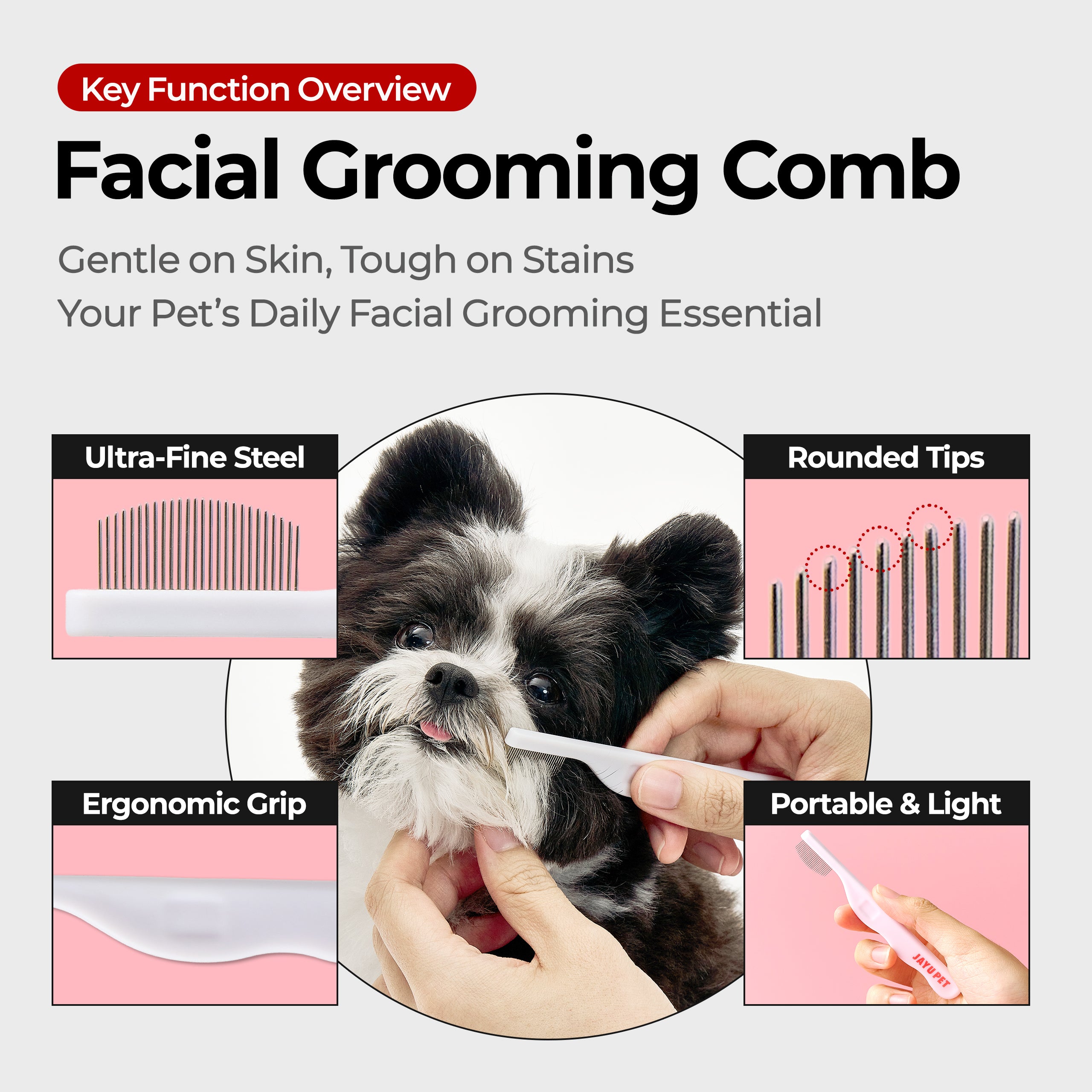 Facial Grooming Comb – Tear Stain & Eye Cleaning Brush for Dogs & Cats