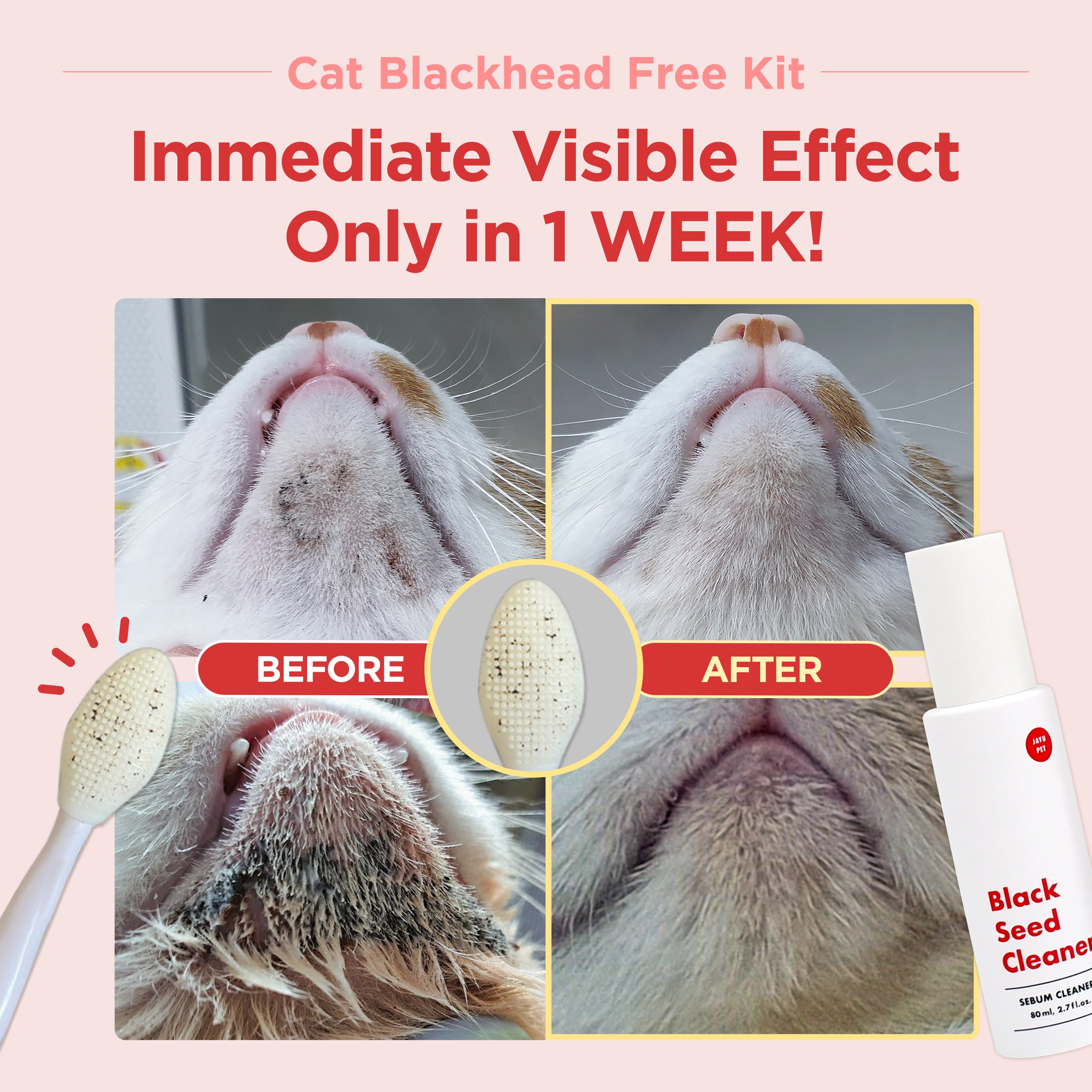 Cat Blackhead Free Kit – Black Seed Cleaner & Exfoliating Brush
