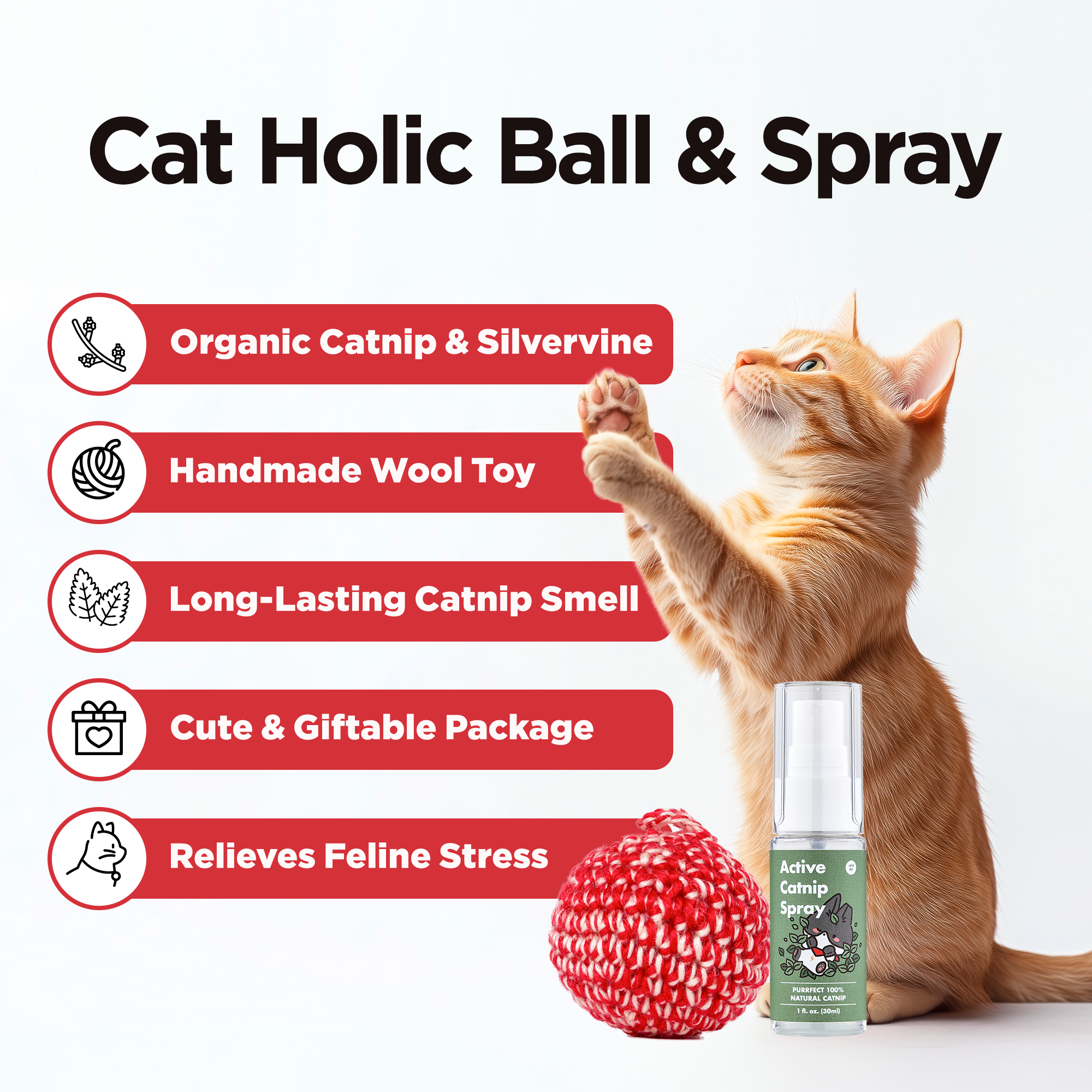 Cat Holic Ball and Spray – Silvervine Cat Toy & Catnip Spray - JAYU PET