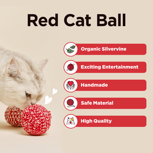 Red Cat Ball – Silvervine Handmade Toy - JAYU PET